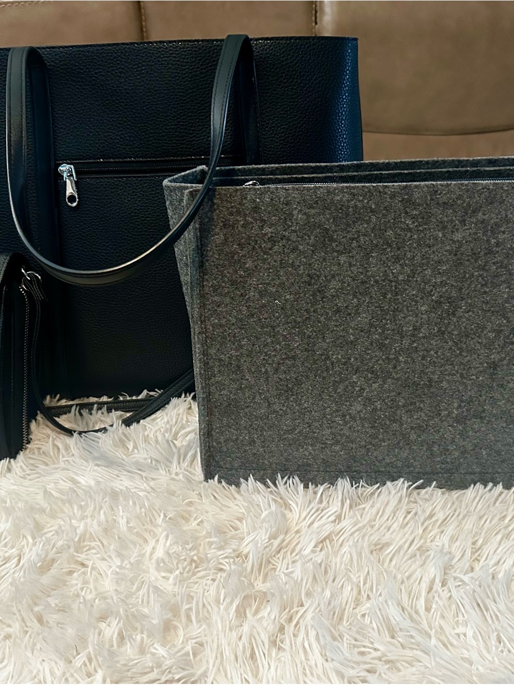 Bugatti 3-Piece Black Tote Bag Set – Crossbody & Organizer
